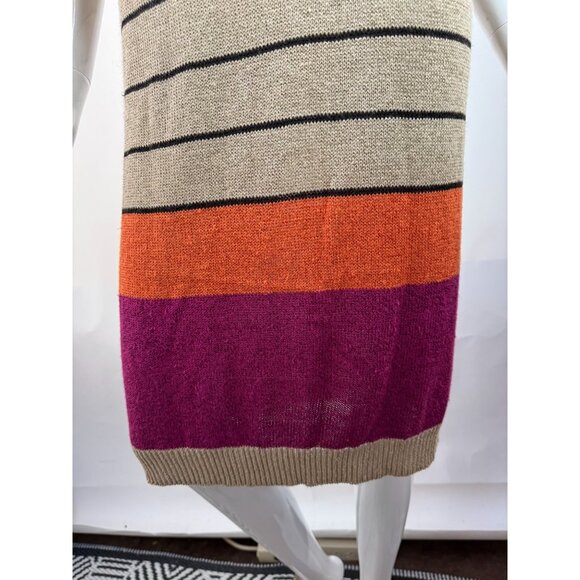 Jones New York Vintage 90s Striped Knit Sweater Dress Beige/Black W/ Orange & Pu - Picture 5 of 16